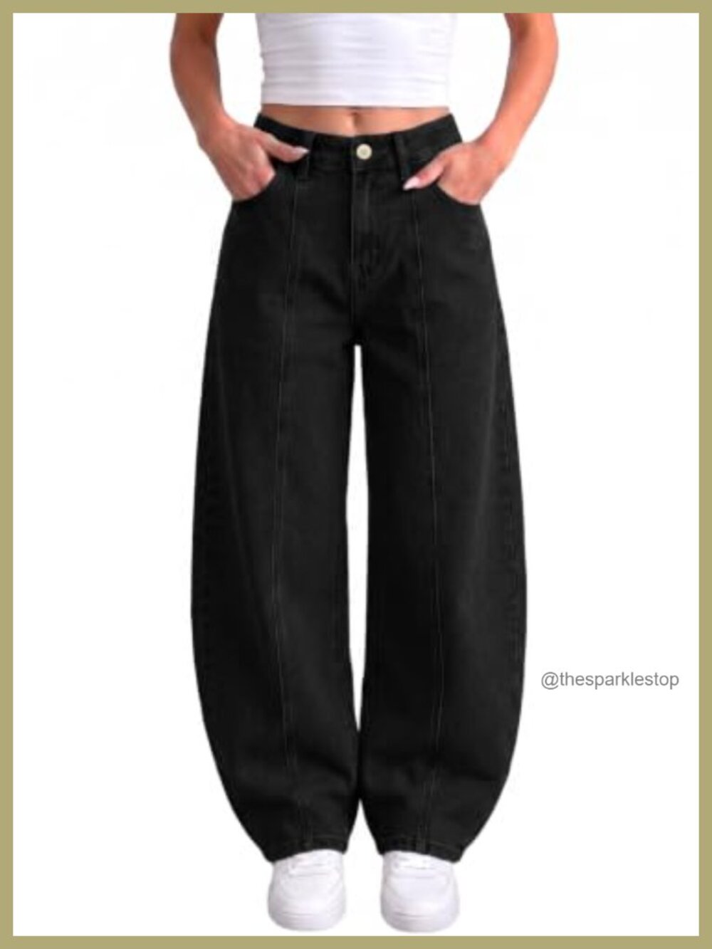 High Waisted Wide Leg Barrel Jeans Stretchy Denim Pants